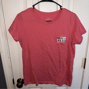 Vineyard Vines Coral Crewneck Logo Tee